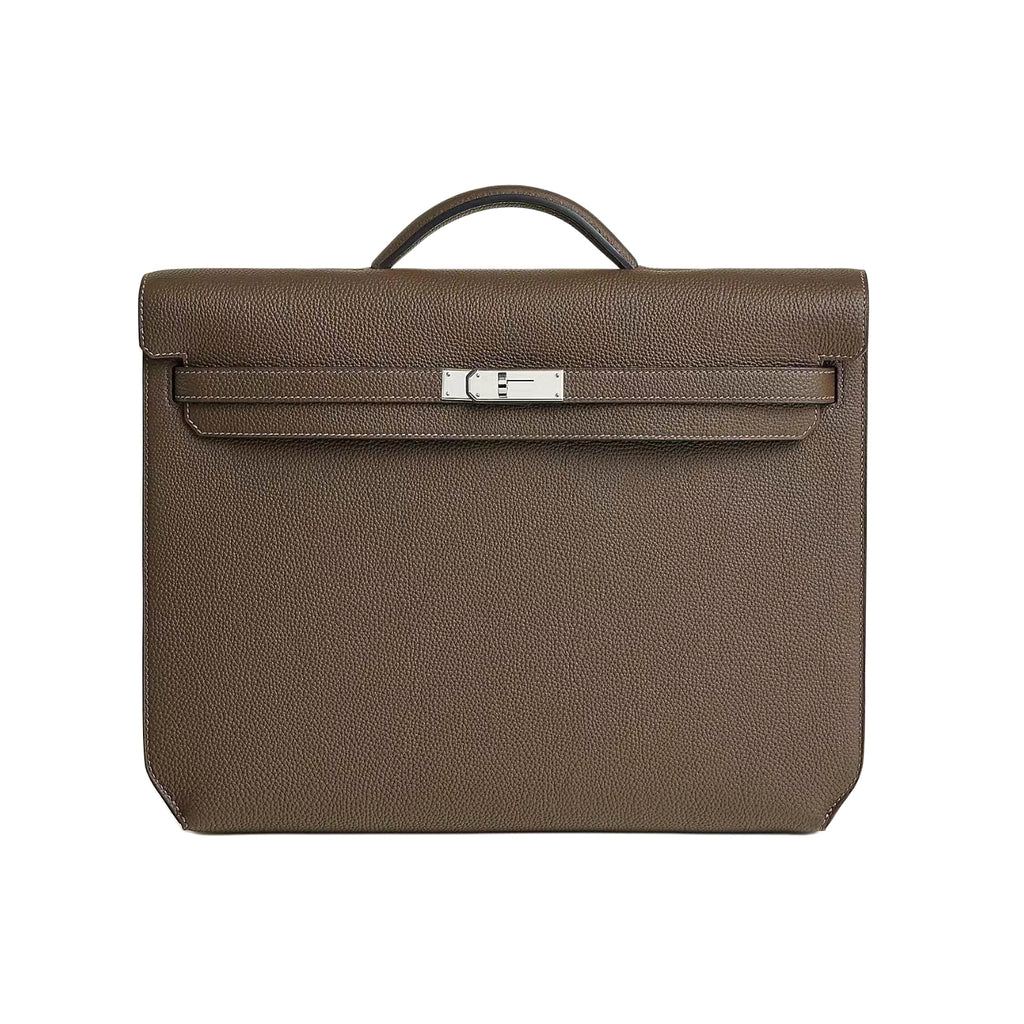 Hermes Men's and Women's Classic Solid Color Leather Business Bag with Silver Buckle  Handbag Laptop Case Bag Bags #78611