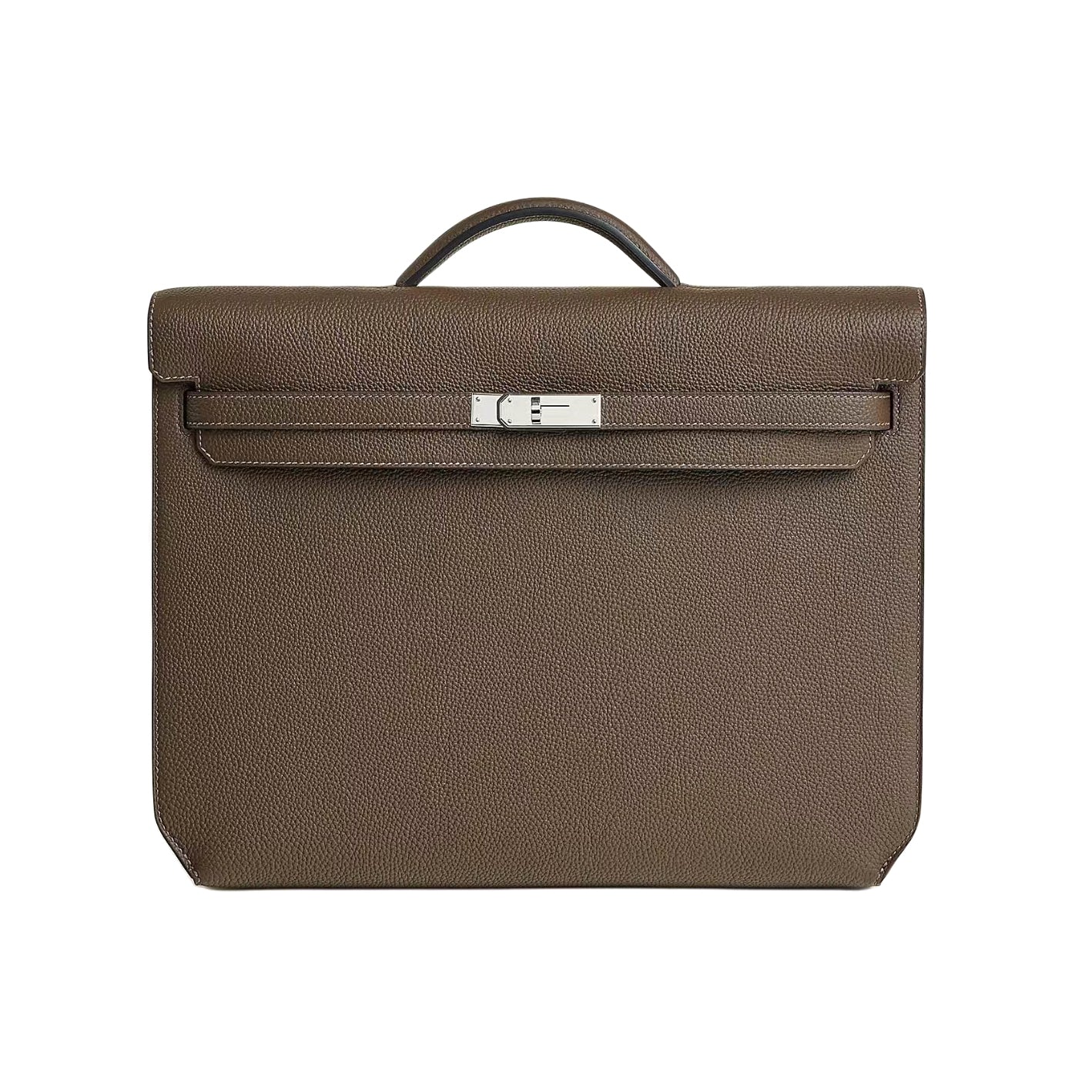 Hermes Men's and Women's Classic Solid Color Leather Business Bag with Silver Buckle  Handbag Laptop Case Bag Bags #78611