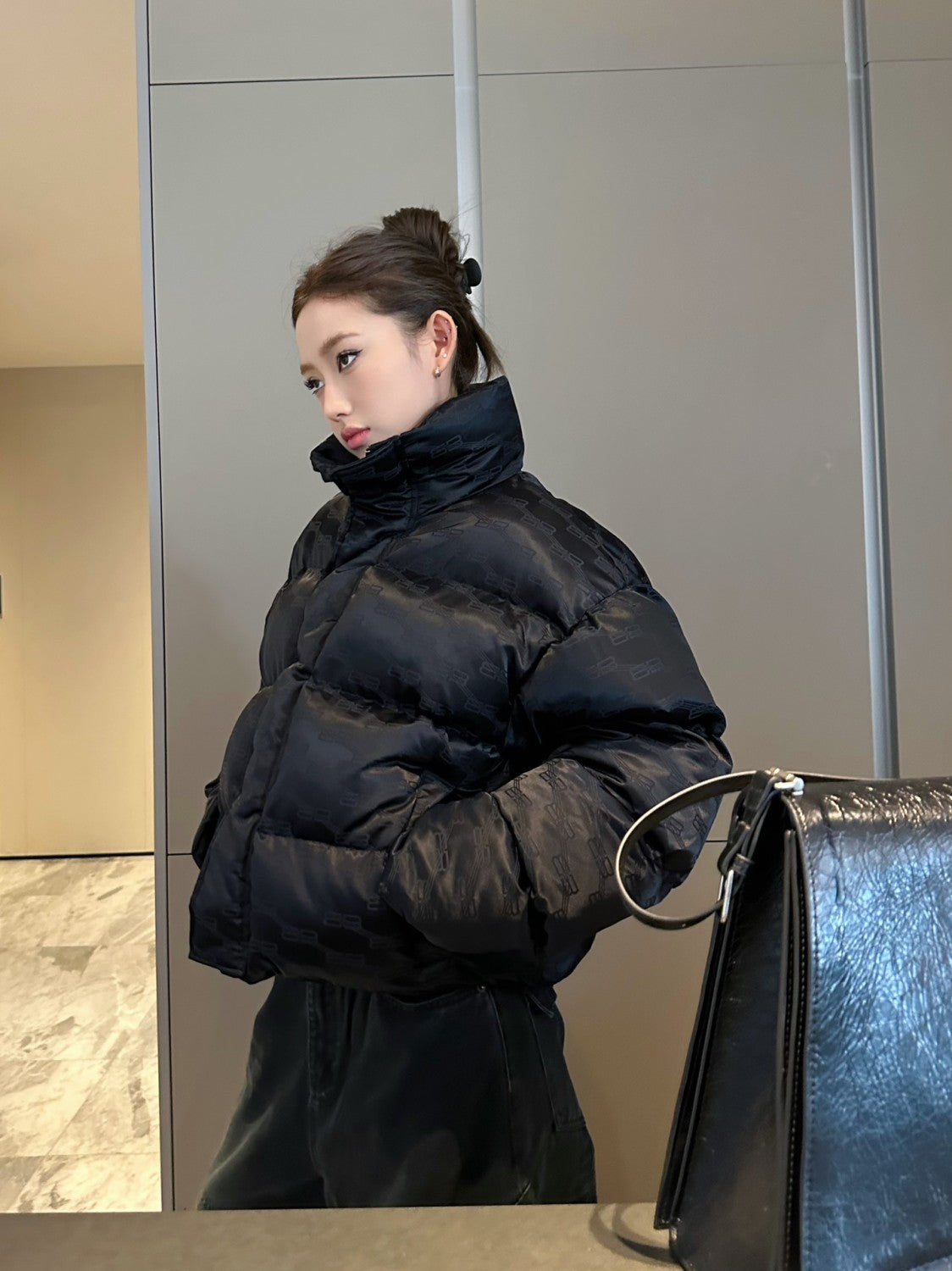 Balenciaga Men's Women's Autumn And Winter Standing Collar Solid Color Zipper Long Sleeve Puffer Down Jacket #73316