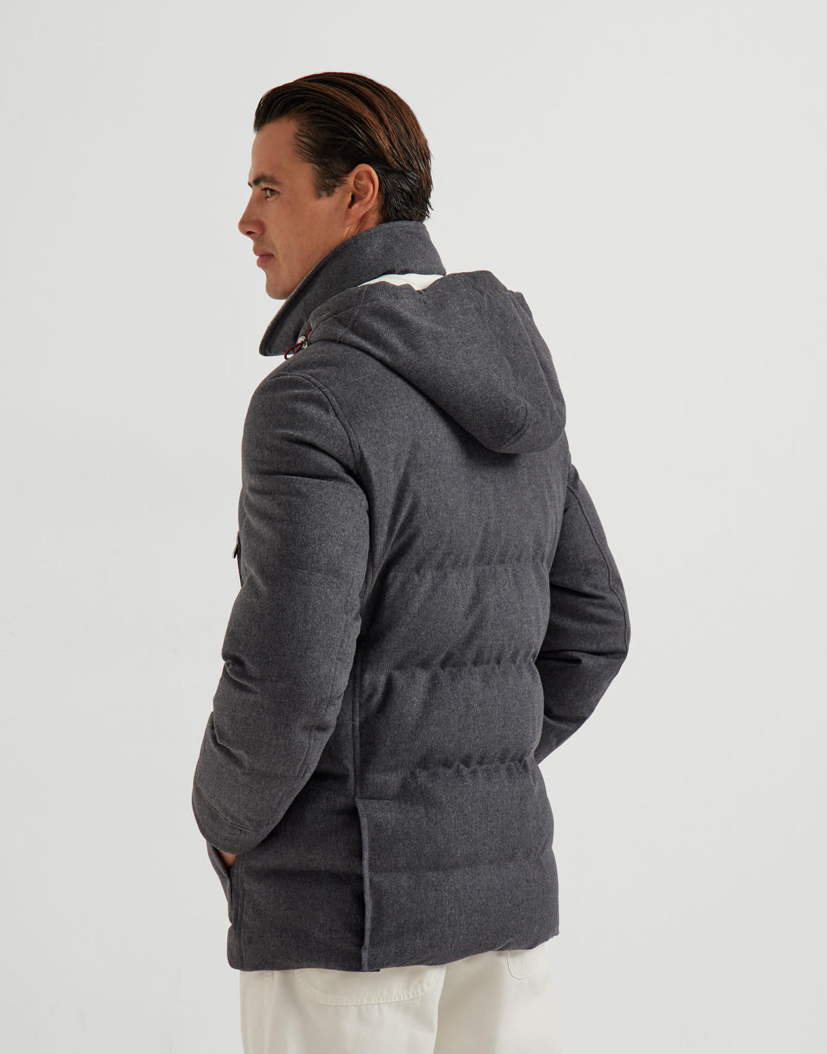 Brunello Cucinelli Men's Wool Down Jacket Gray #334783
