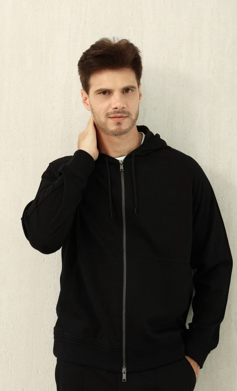 Ermenegildo Zegna Men's Spring/Fall Zipper Drawstring Hoodie Sweatshirt & Solid-Color Casual Pants Suit Set Ngvp #2352