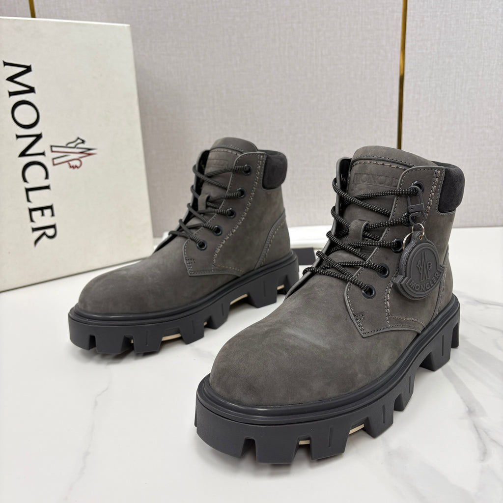 Moncler Black Peak City Nubuck Suede Lace-Up Boots #336113