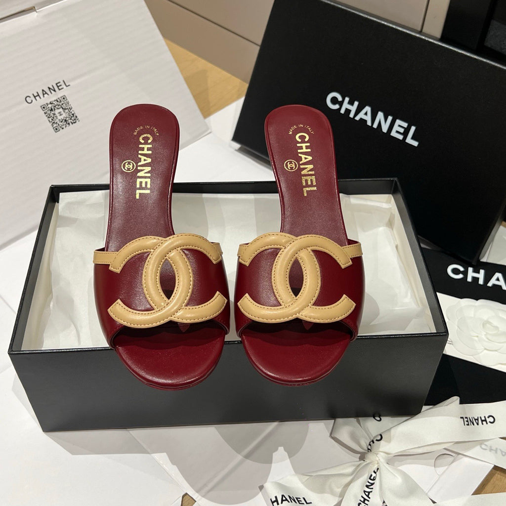 Chanel CC Kitten Heel Sandals #382676