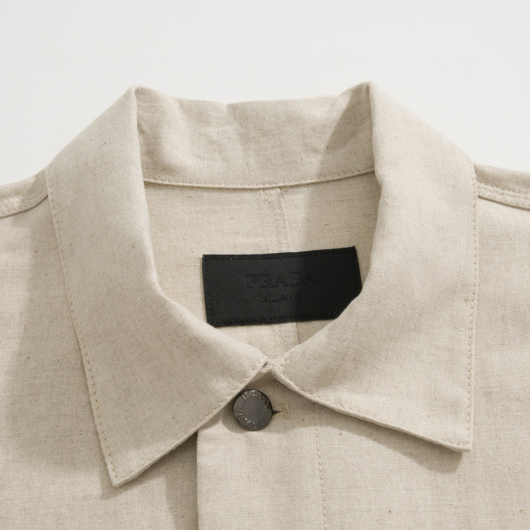 Prada Men's Autumn and Winter Triangle Logo Lapel Single Breasted Long Sleeve Jacket #99349