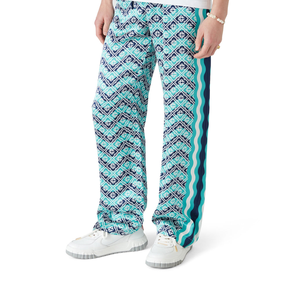 Casablanca Men's and Women's Fashion Casual Full Print Logo Silk Long Sleeve Shirt Elastic Drawstring Waist Full Print Logo Silk Long Pants Suit Set #78594