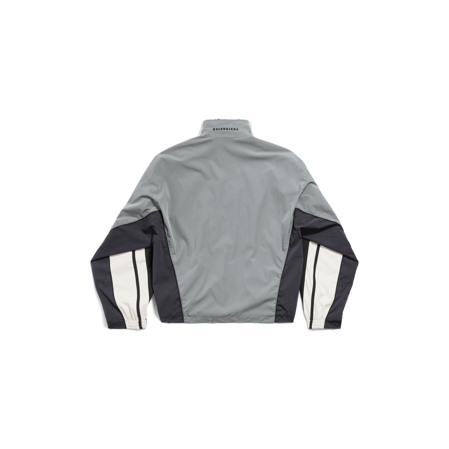 Balenciaga Men's Faded Black 50/50 Tracksuit Jacket Spring/Fall Zipper Long-Sleeve Outerwear Casual Patchwork Stretch Relaxed-Fit Sweatpants #81565