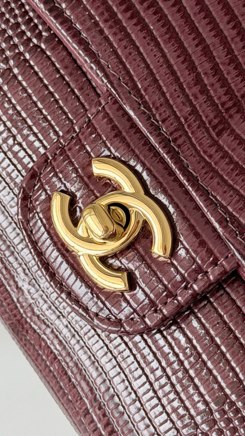 Chanel 26A Chain Handle Bag Burgundy Lizard Embossed Stylish And Versatile Bag Bags AP5280 #197506