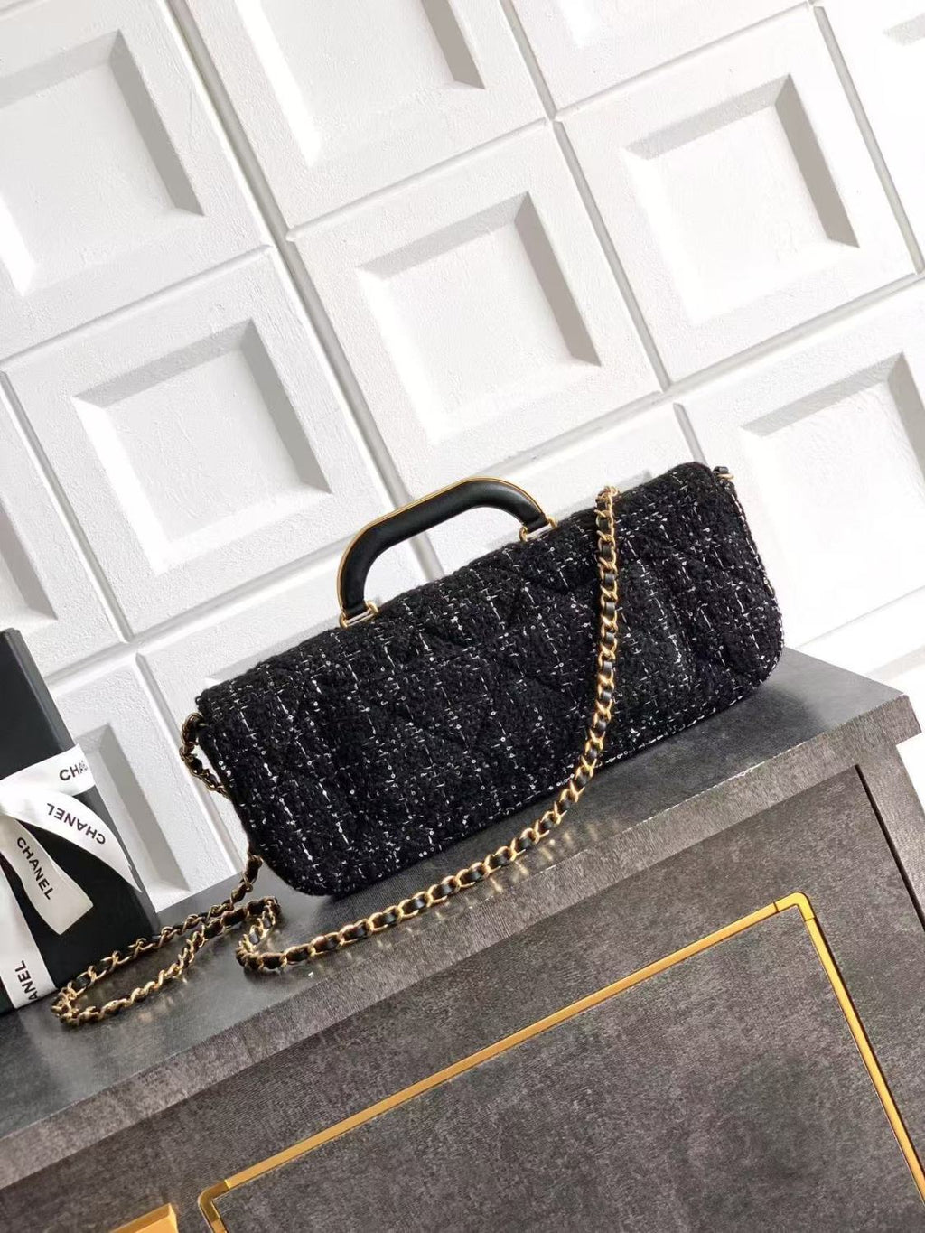Chanel Tweed Handle Flap Bags Tote Bag Fashionable And Versatile Evening Clutch Luxurious Women's Handbag #82445A