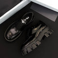 Prada Women's Spring/Fall Fashion Classic Round Toe Lace Up Slip On Triangle Logo Emblem Leather Chunky Sole Loafers Shoes #78529