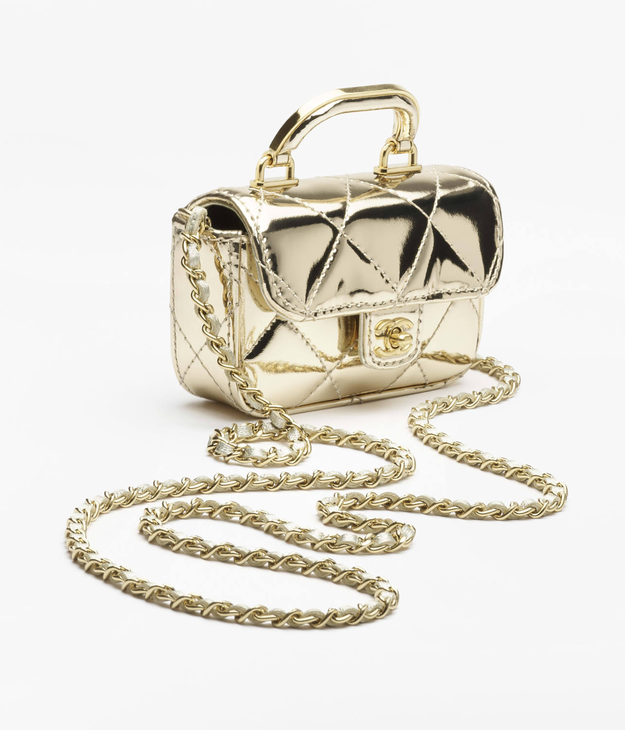 Chanel Small Clutch With Chain Mirror Calfskin Metal #375531