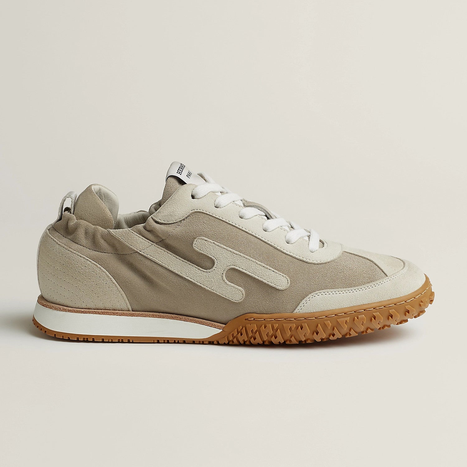 Hermes Jet Women's Four-Season Color-Blocked Suede Fabric Rubber Sole Low-Top Lace-Up Sneakers Shoes #77573