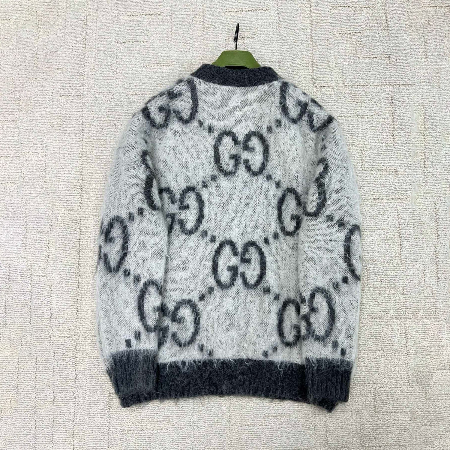 Gucci  Men's And Women's Fall/Winter Fashion Casual V-Neck Single Button Logo Classic Print Mohair Knit Cardigan #79418