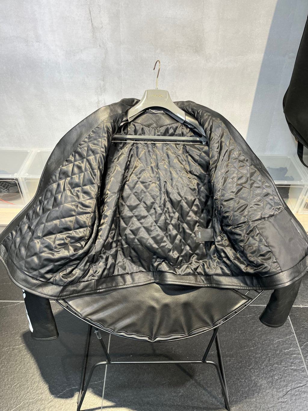 Balenciaga Letter Zip Leather Jacket in Black Ngvp #6497