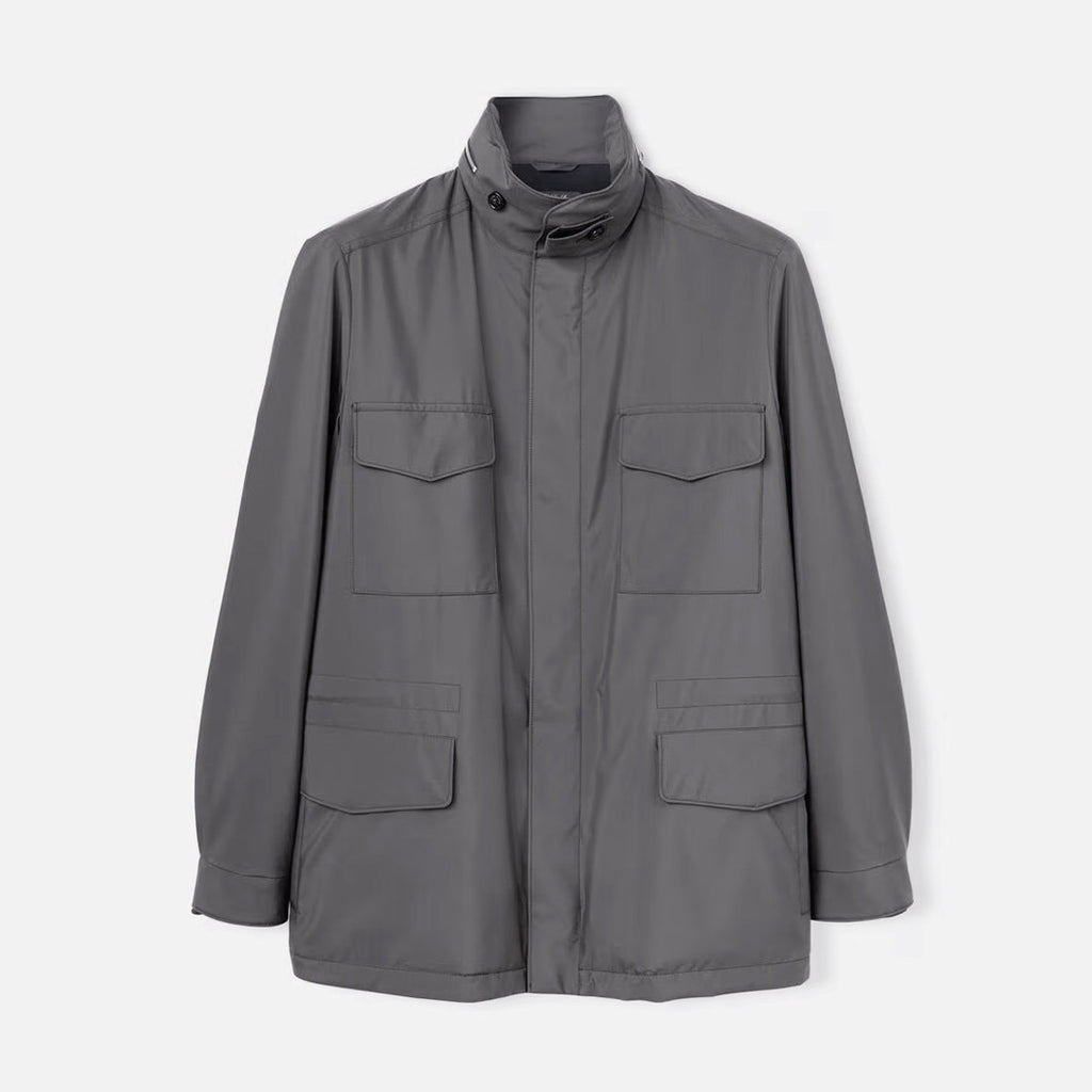 Loro Piana Men's Spring Solid Traveller Windmate® Jacket Standing Collar Long Sleeve Zipper Casual Fitted Jacket Ngvp #8652