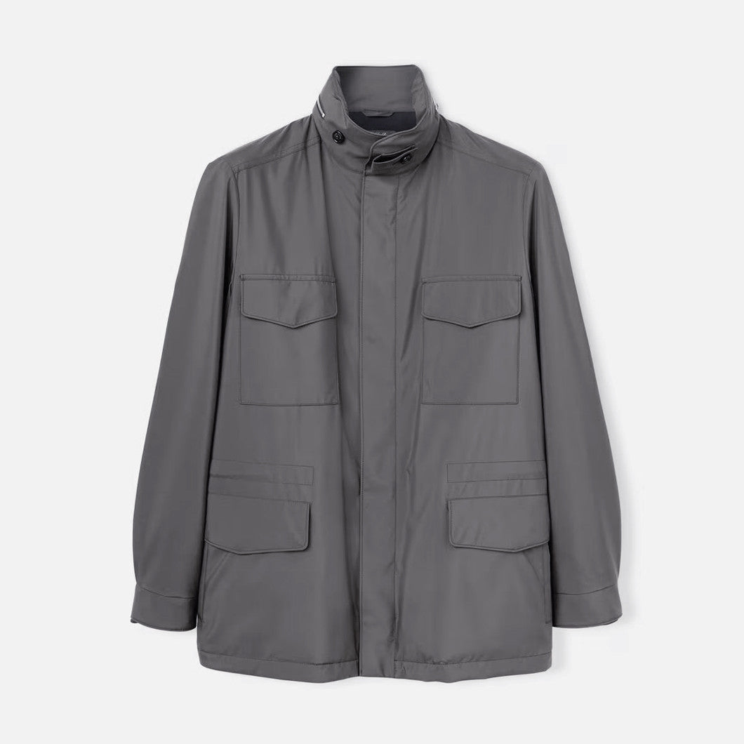 Loro Piana Men's Spring Solid Traveller Windmate® Jacket Standing Collar Long Sleeve Zipper Casual Fitted Jacket Ngvp #8652