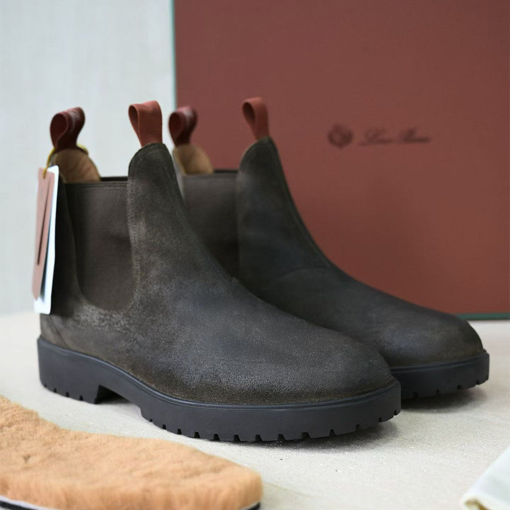 Loro Piana Men's Dover Walk Men's Chelsea Boots Winter shoes Low Cut Round Toe Martin Boot #332379