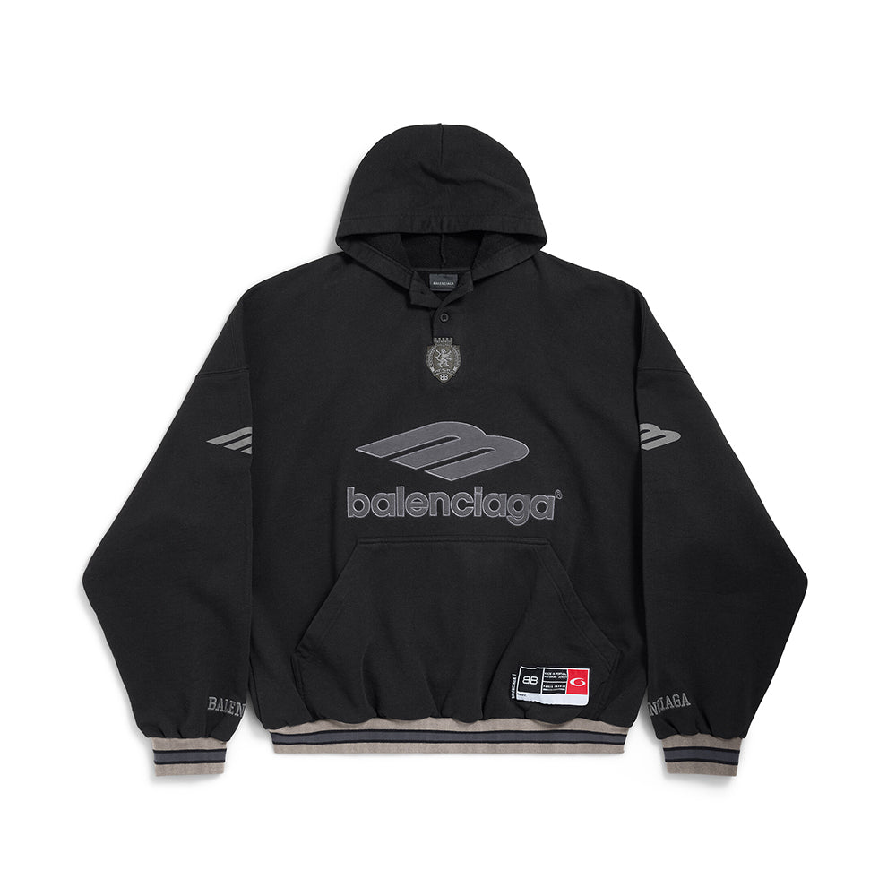 Balenciaga Men's 3b Football Polo Hoodie in Black anthracite #334489