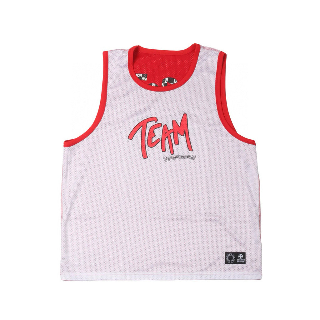 Chrome Hearts Men's And Women's Spring/Summer Graffiti Print Red Mesh Sports Sleeveless Tank Top Vest #98425