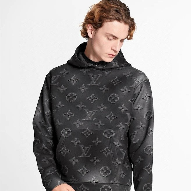 Louis Vuitton Men's Spring/Autumn Black Logo Printed Classic Hooded Sweatshirt #74298