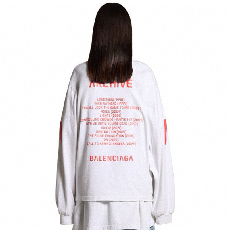 Balenciaga Music丨Archive Series Men's Summer Logo Cotton Round Neck Long Sleeve Sweatshirt Pullover #97374