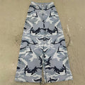 Vetements Men's Four Seasons Fashion Snow Camouflage Blue Casual Button Fitted Straight Leg Denim Pants Ngvp #8643