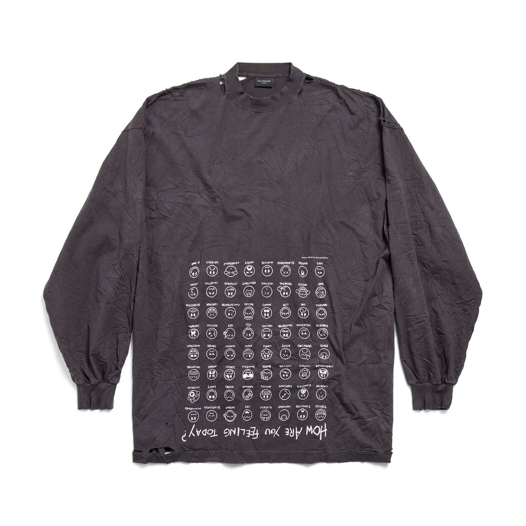Balenciaga Men Women Summer Letter Printed Loose Cotton Round Neck Black Long Sleeve T-Shirt Ngvp #9556