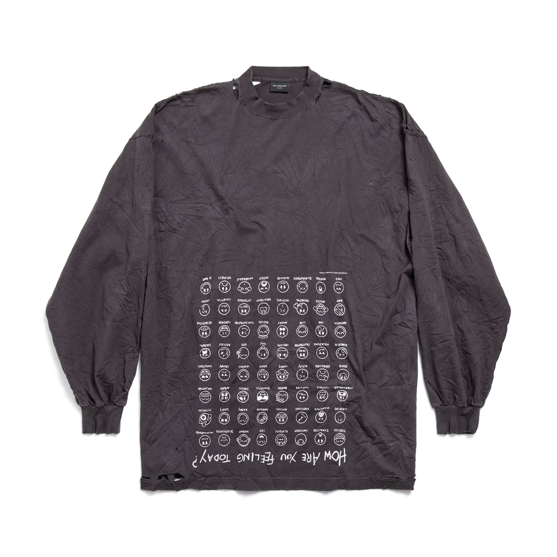 Balenciaga Men Women Summer Letter Printed Loose Cotton Round Neck Black Long Sleeve T-Shirt Ngvp #9556