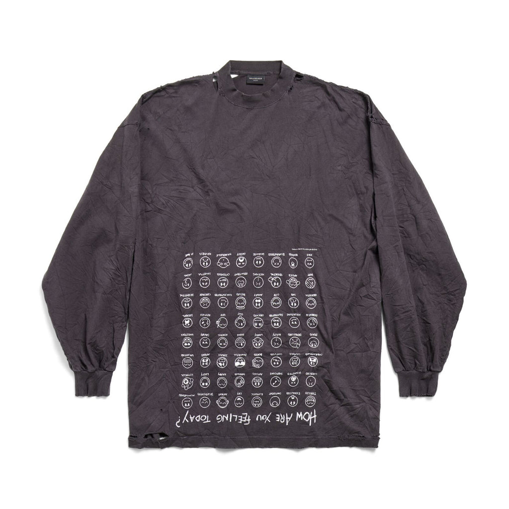 Balenciaga Men Women Summer Letter Printed Loose Cotton Round Neck Black Long Sleeve T-Shirt Ngvp #9556