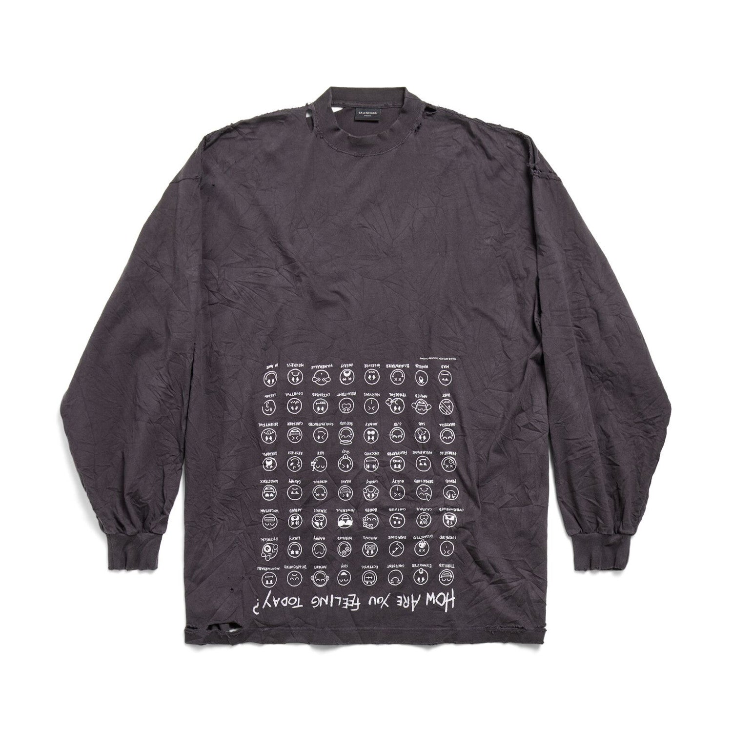 Balenciaga Men Women Summer Letter Printed Loose Cotton Round Neck Black Long Sleeve T-Shirt Ngvp #9556