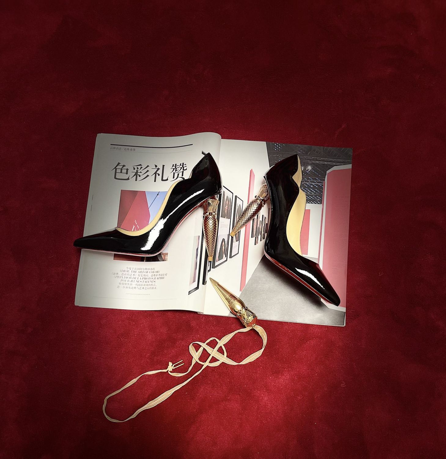 Christian Louboutin Lipchick Pump Series Hot Chick Shoe Style Cl Crepe Satin Rhinestone Embellishment Asymmetrical Heel High Heels 10cm Women's Black Nude Shoes Ngvp #1997