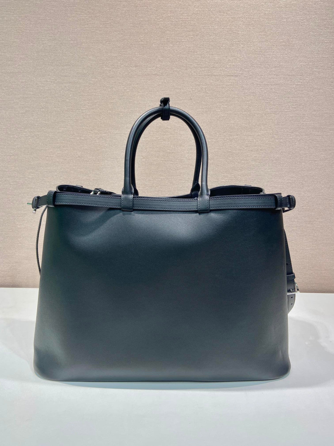 PRADA Black Prada Buckle Leather Bag With Belt #334235