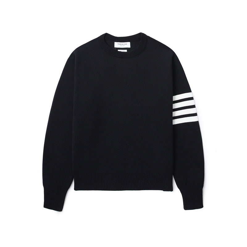 Thom Browne Men's Spring. Autumn And Winter Round Neck Solid Color Cotton Striped Long Sleeve Pullover Knitted Sweater Ngvp #1944