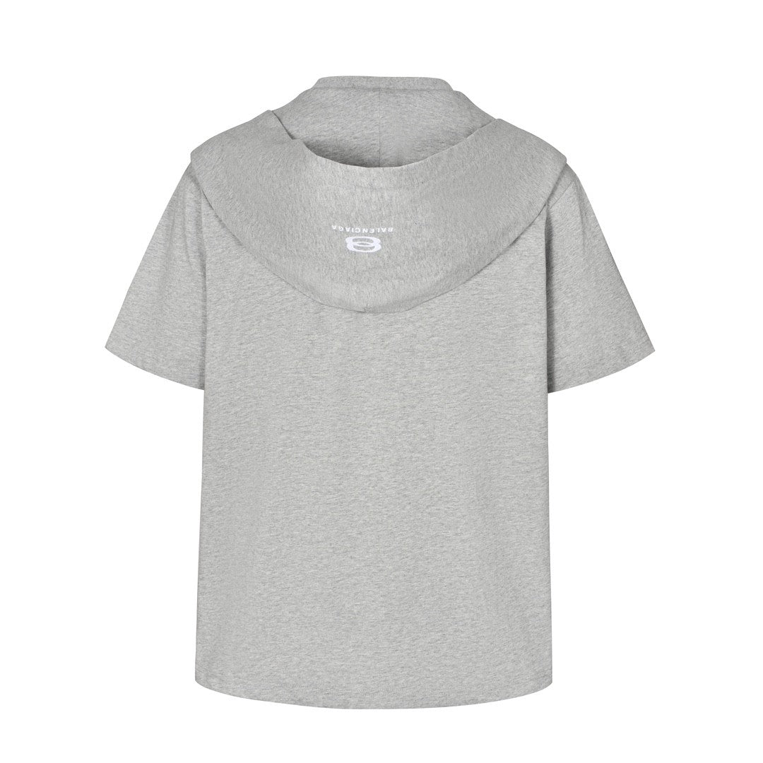 Balenciaga Men's and Women's Summer Solid Color Hooded Two-Piece Short Sleeve T-Shirt #77219