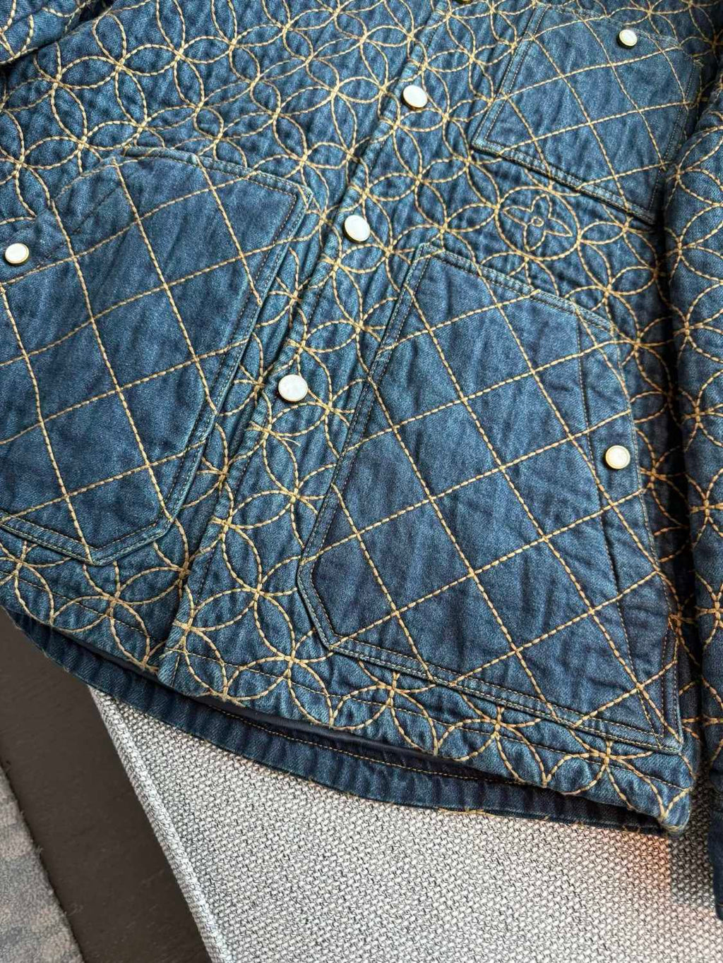 Louis Vuitton Men's And Women's Fall/Winter Fashion Casual Lapel Single Breasted Cotton Jacket Denim Jacket #79224