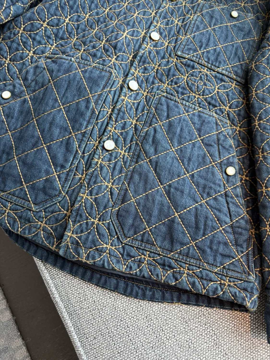 Louis Vuitton Men's And Women's Fall/Winter Fashion Casual Lapel Single Breasted Cotton Jacket Denim Jacket #79224