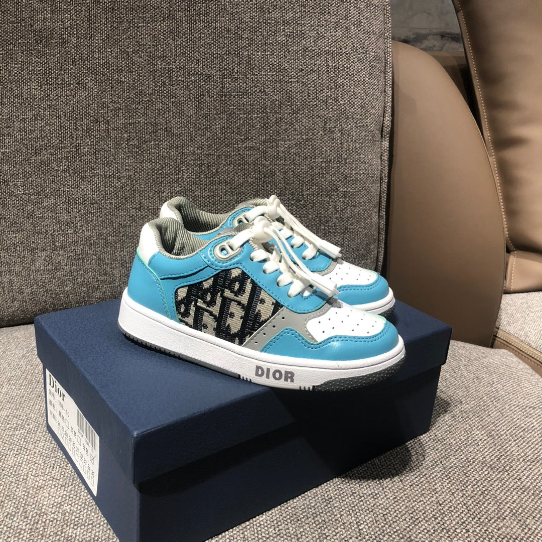 Dior Kid's Four Seasons Color Blocking Lace-Up Round Head Low Top Casual Board Shoes #31271