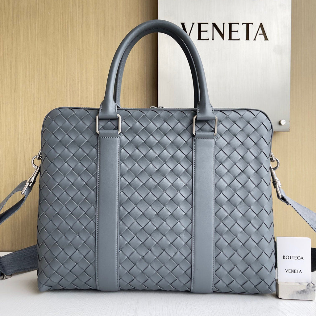 Bottega Veneta Intrecciato Men's Solid Color Adjustable Detachable Shoulder Strap Woven Calfskin Briefcase Handbag Bag Bags #77473