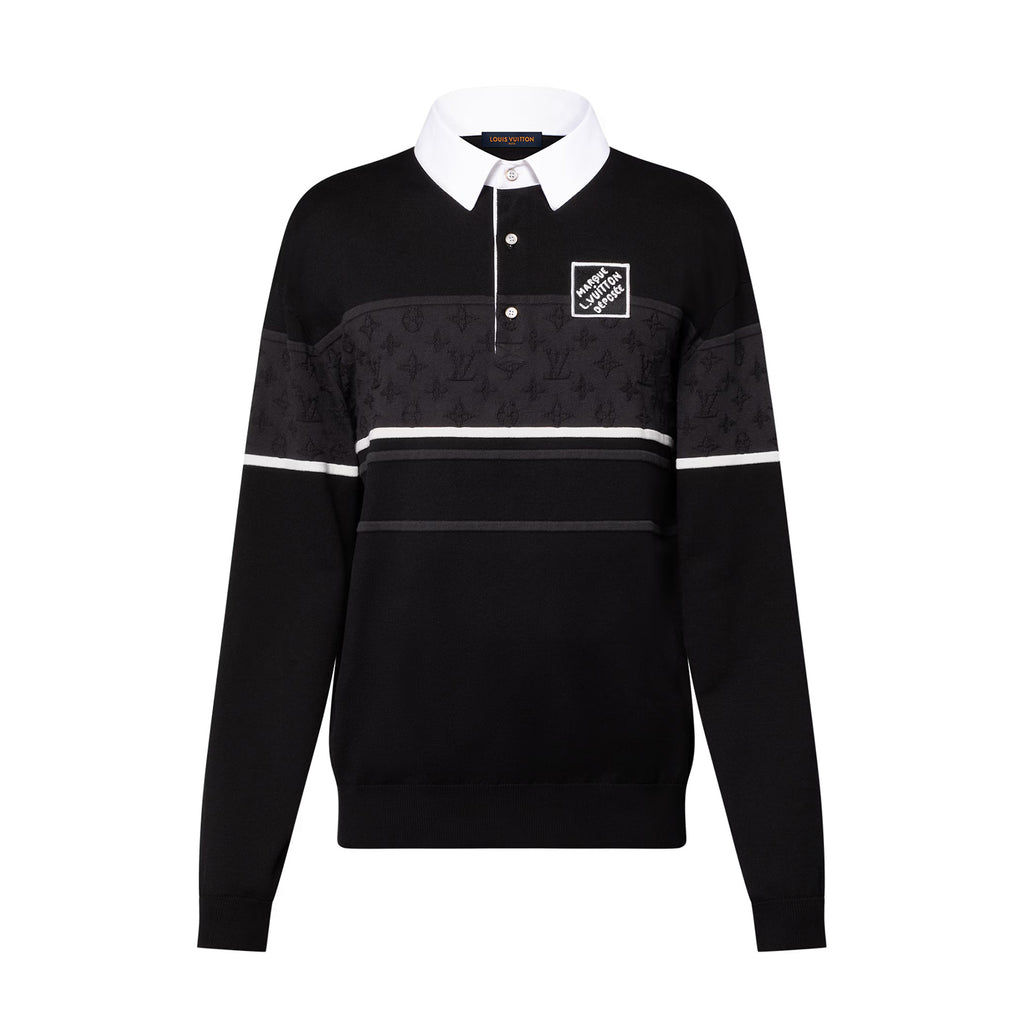 Louis Vuitton Men's Spring Summer Stripe Colour Block Long Sleeve Polo Neck Knit T-Shirt #76619