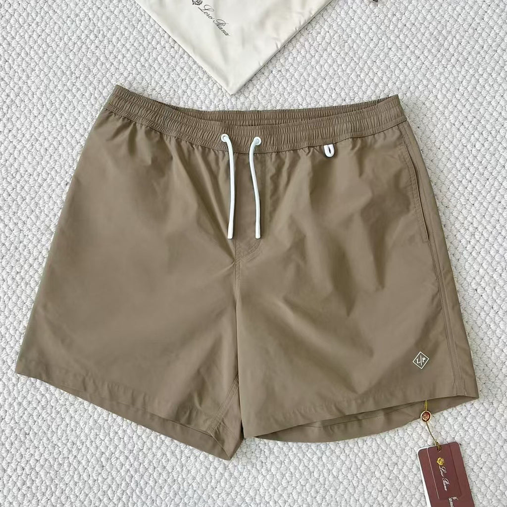 Loro Piana Men's Summer Solid Color Elastic Waist Tie Casual Comfortable Shorts #75521