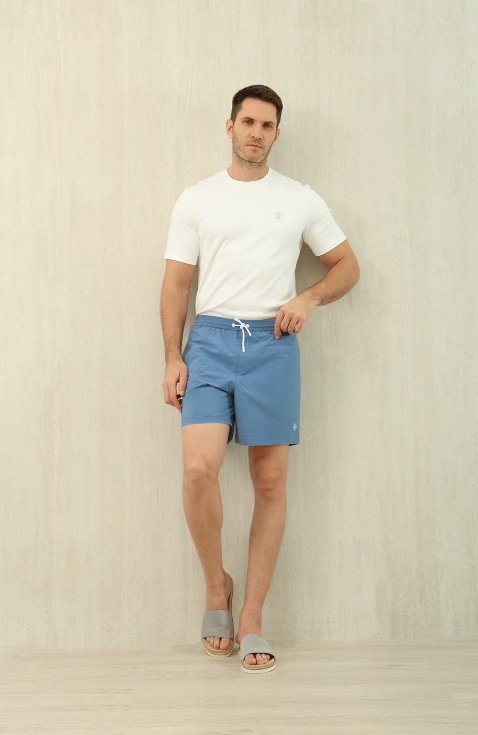 Loro Piana Men's Summer Letter Solid Color Mid Waist Tie Straight Bay Swim Shorts Ngvp #9959