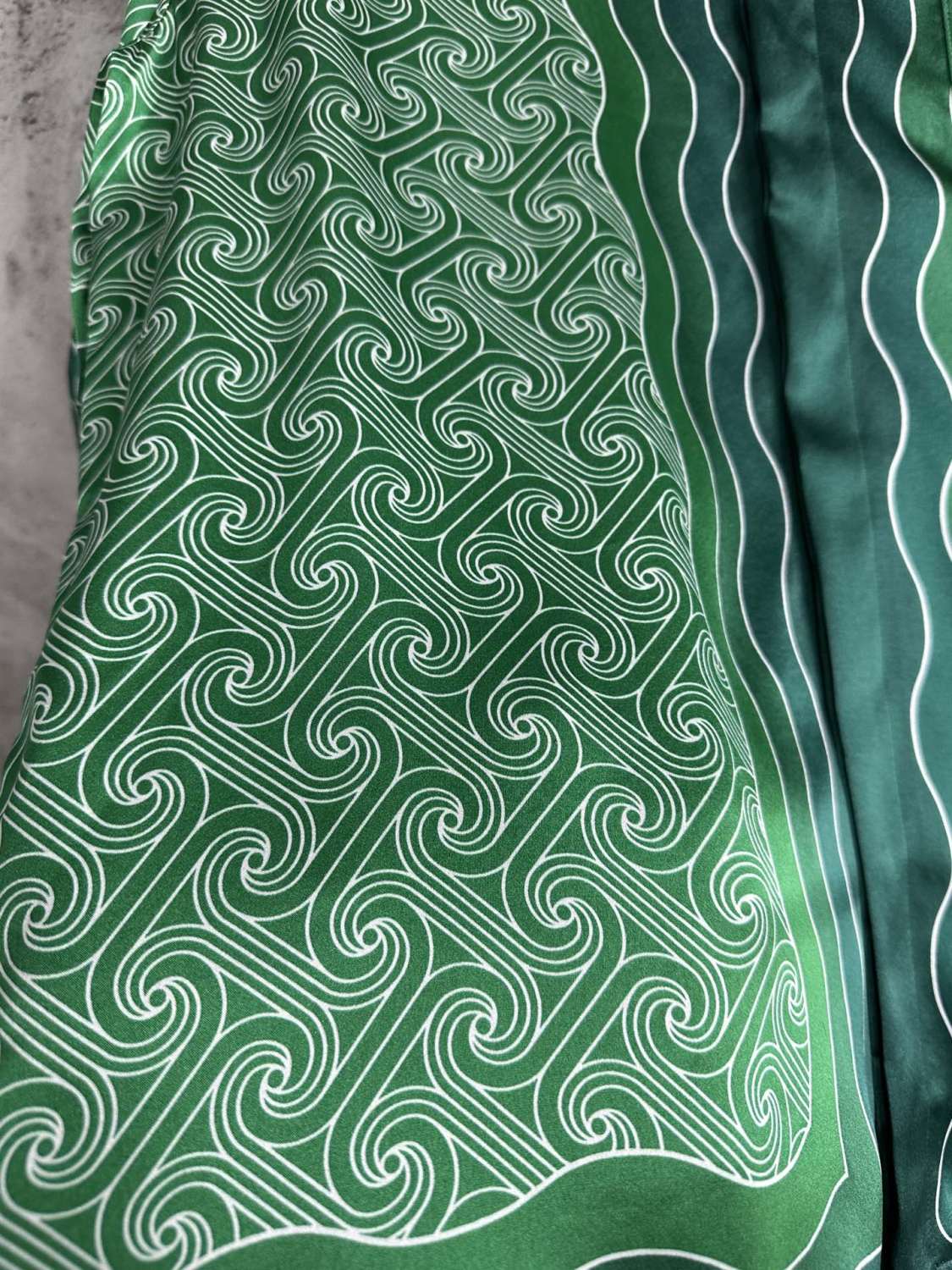 Casablanca Men's Summer Green Line Wave Print Lapel Single Breasted Short Sleeve Shirt Drawstring Tie Shorts Set Suit #73575