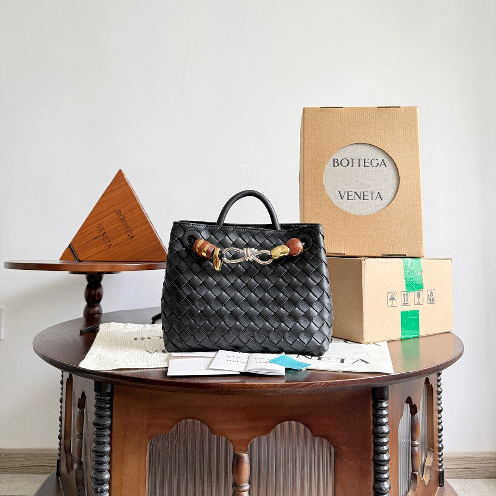 Bottega Veneta Andiamo Woven Design Leather Single Room Tote Women's Brown #332699