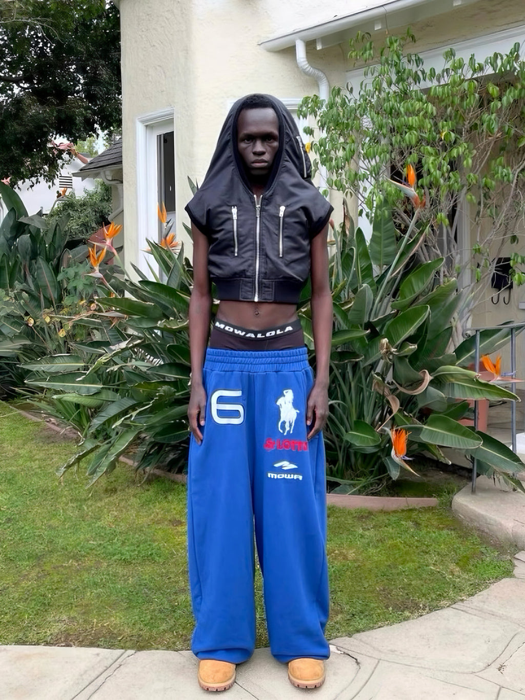 Mowalola Atl Opium Yvl Style Angel War Horse Embroidered Baggy Loose Wide Leg Sweatpants Men's Spring And Fall Fashion Pants #81432