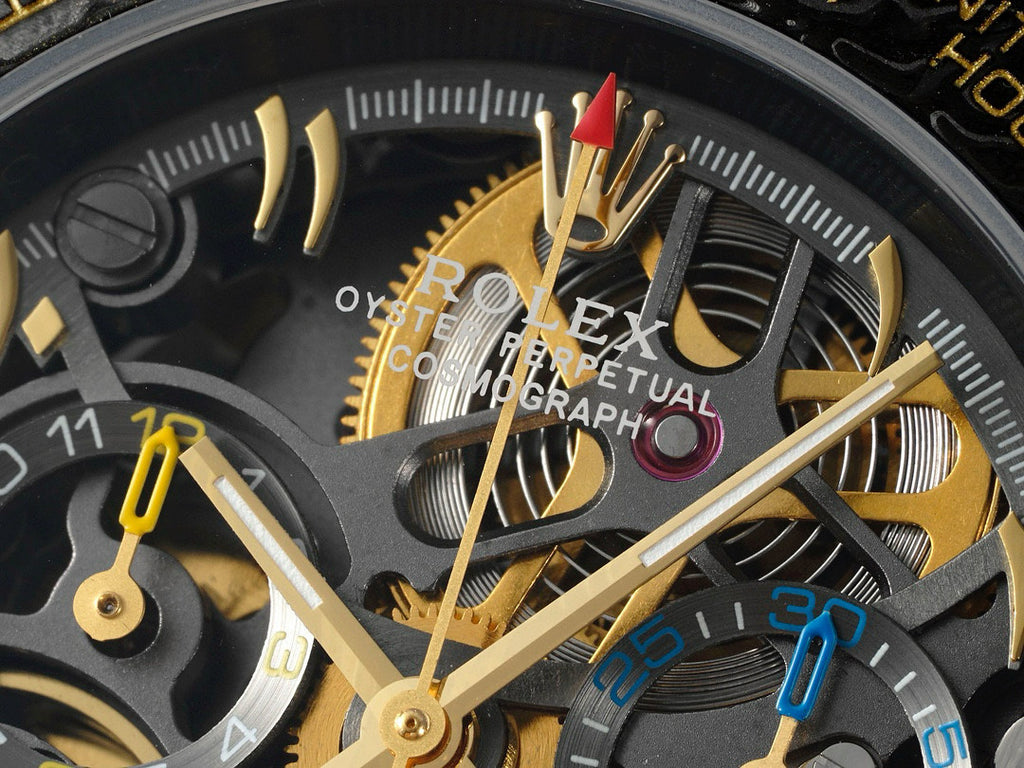 Rolex Men's Matte Black Skeleton Dial Mechanical Watch #97467