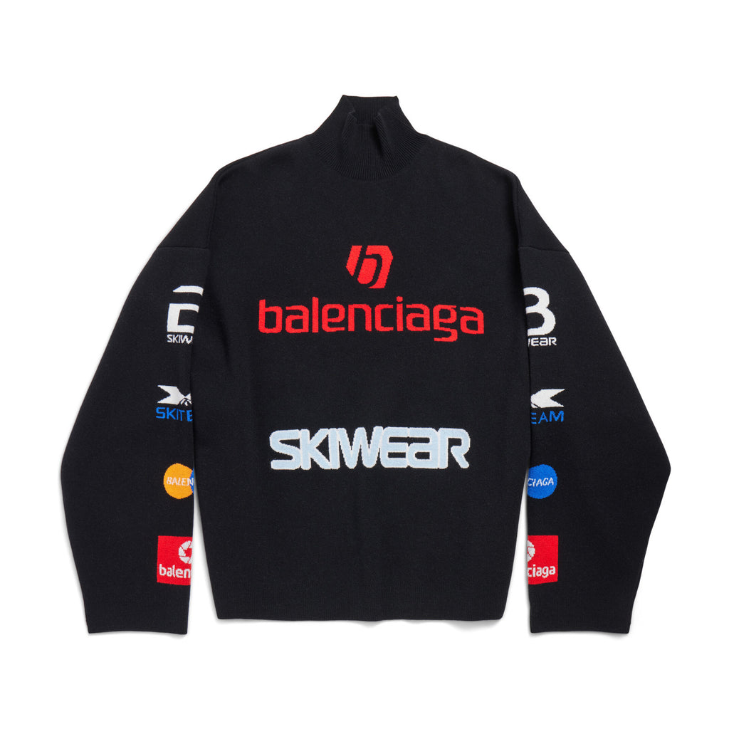 Balenciaga Men's and Women's Spring and Autumn Letter Printed High Neck Drop Shoulder Long Sleeve Sweater #74155