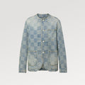 Louis Vuitton Men's Spring And Fall Fashion Plaid Denim Suit Gradient Wash Vintage Round Neck Jacket Casual Flared Pants Ngvp #8155