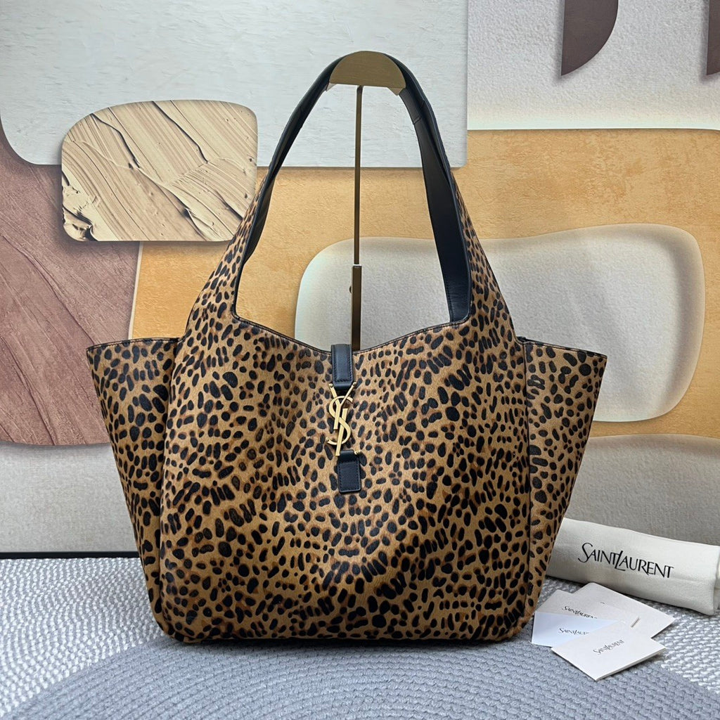 Saint Laurent Le 5 À 7 Bea Shearling-effect Handbag Ysl Bea Horizontal Tote Leopard-print Leather Tote Fashionable Luxury Elegant Clutch Spacious Capacity Bag 763435AAD0N2063 #195462