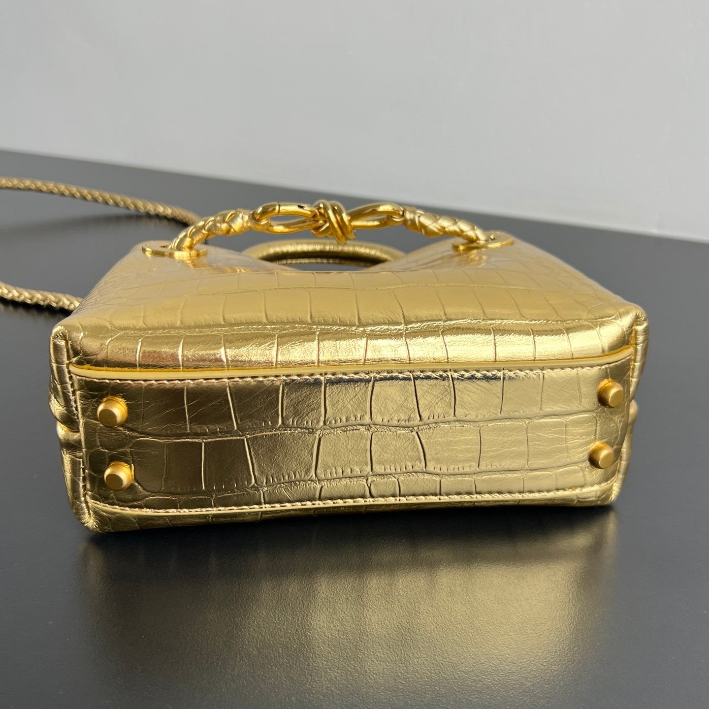 Bottega Veneta Andiamo Mini Crocodile Pattern Handbag #383493