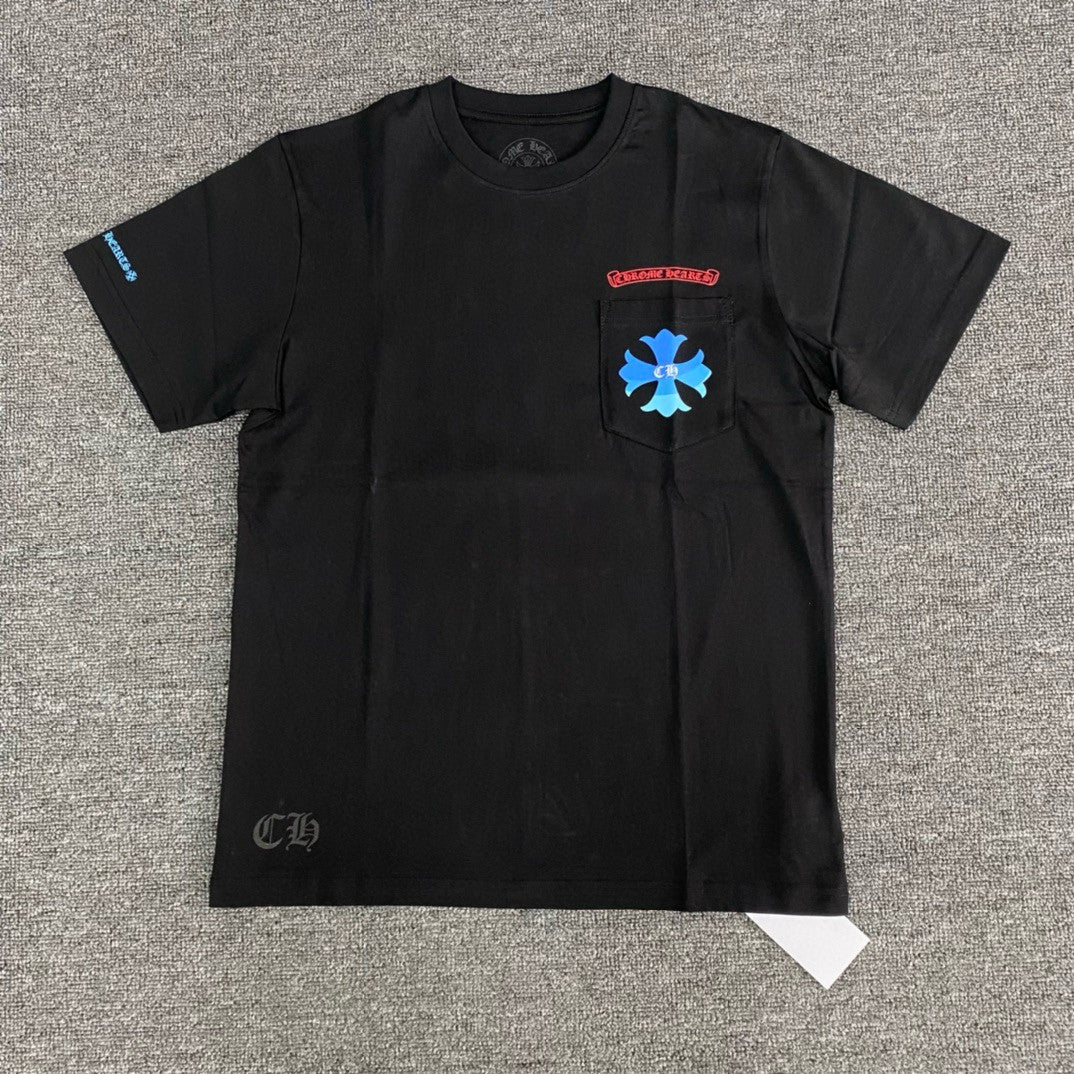 Chrome Hearts Men's Summer Gradient Cross Print Round Neck Cotton Short Sleeve T-Shirt #76814