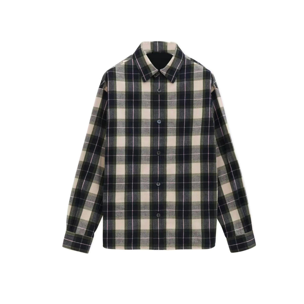 Loewe Men's And Women's Spring/Fall Fashion Casual Checkered Collared Single Breasted Long Sleeve Shirt #78827